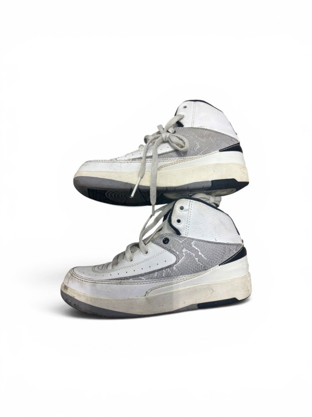 Nike Air Jordan 2 Retro TD 'Wings' White Grey Lizard Leather Sneakers Size 12